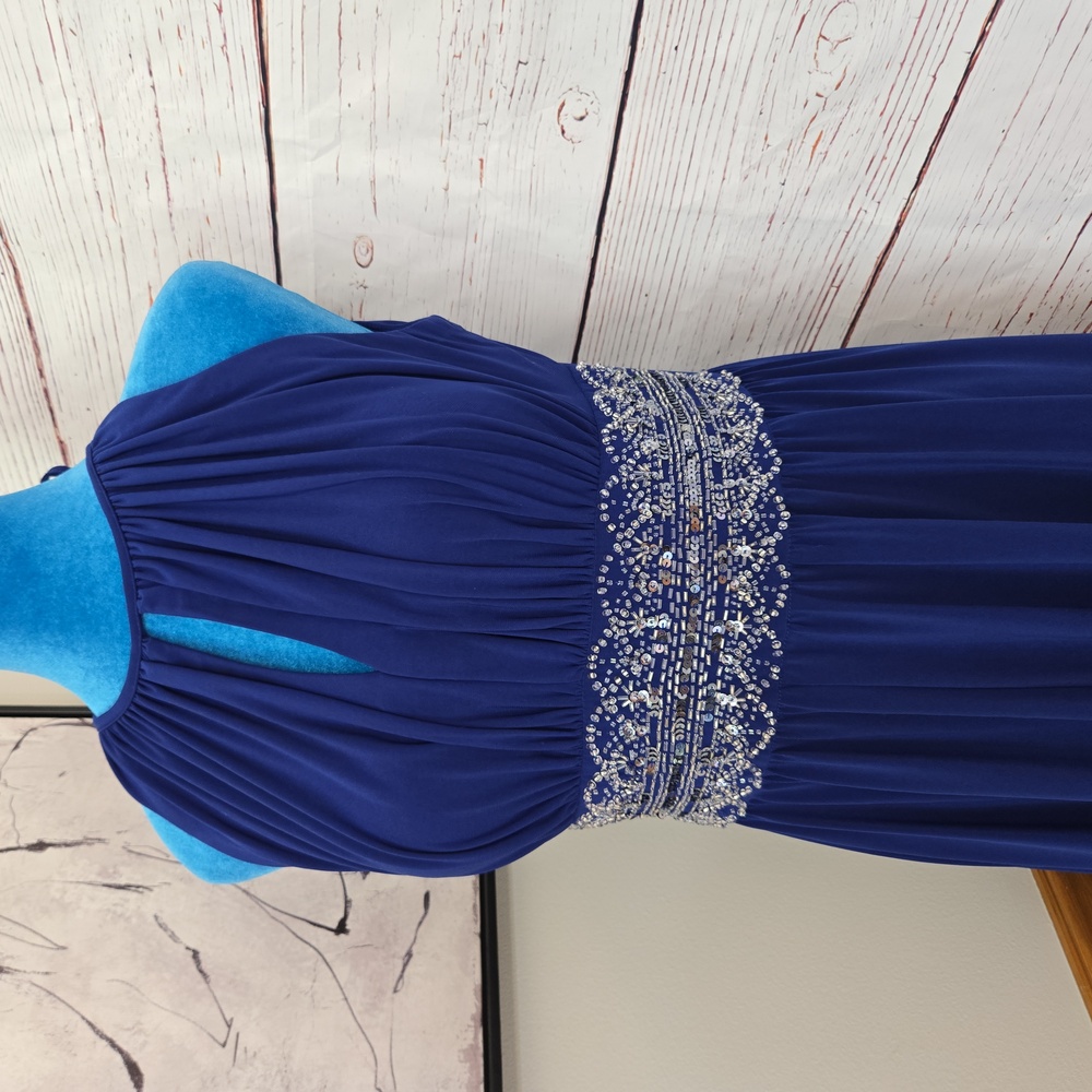 R & M Richards Long Halter Dress With Rhinetone Waistline Size 10 - Picture 4 of 17